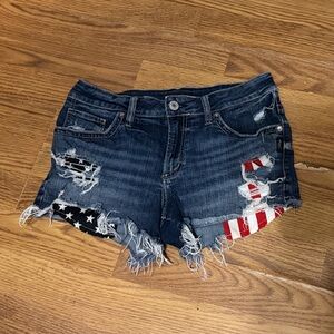 Distressed American Flag Denim Cutoff Shorts